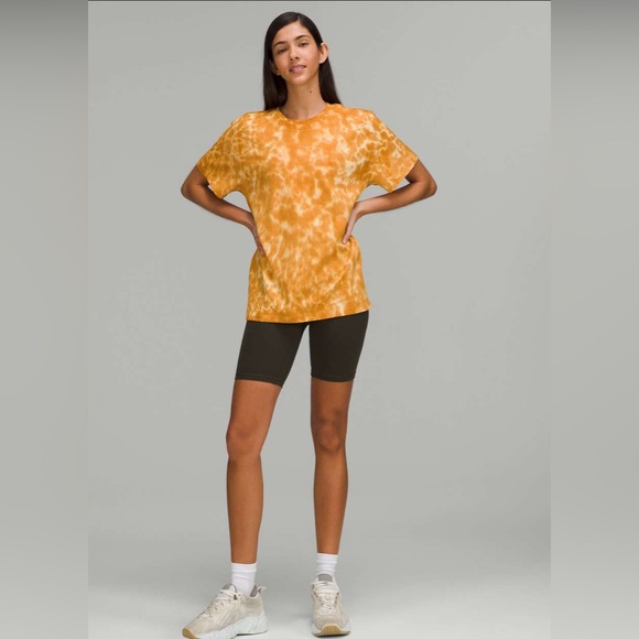 Lululemon All Yours Cotton T-Shirt *Tie Dye Lemon Chiffon Brown Sugar Size 10 - Picture 1 of 11